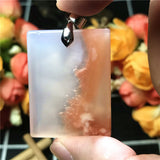 Cherry Agate Pendant Crystal Silver Beads Gift
