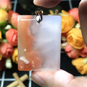 Cherry Agate Pendant Crystal Silver Beads Gift