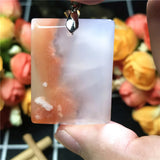 Cherry Agate Pendant Crystal Silver Beads Gift