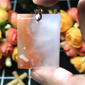 Cherry Agate Pendant Crystal Silver Beads Gift