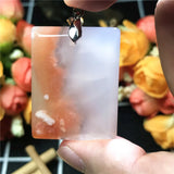 Cherry Agate Pendant Crystal Silver Beads Gift