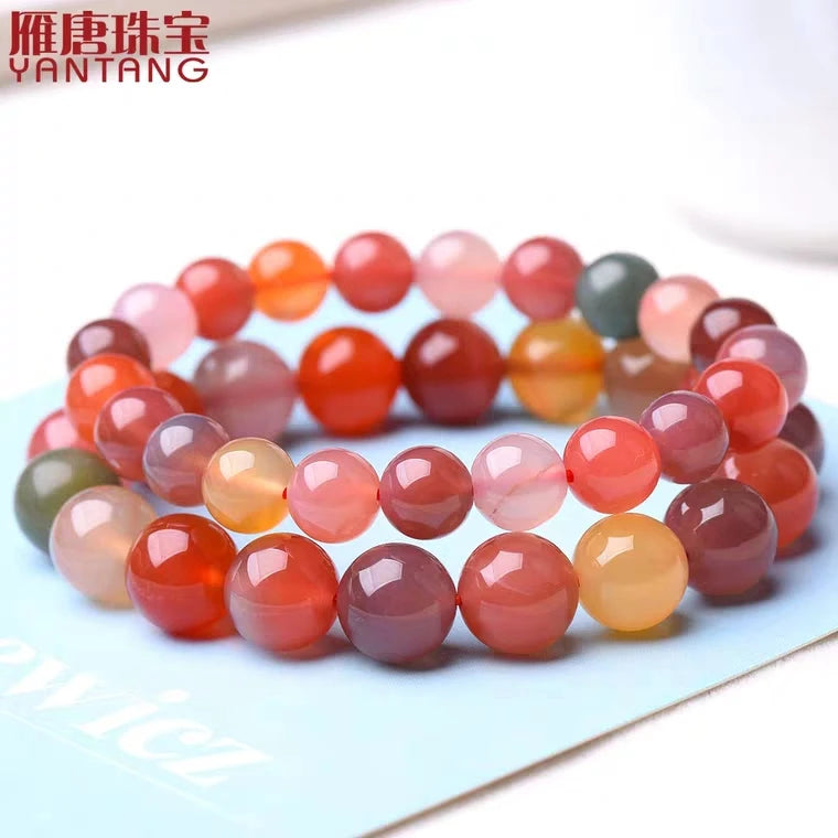 Natural Colorful Salt Yanyuan Agate Bracelet 7-13mm Crystal Bracelet AAAAA