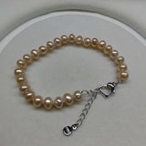 6-8mm Freshwater Pearl Bracelet Bangle for Women Lady's Gift