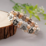 Baroque Pearl Bracelet Rose Charm Beads 6-7mm Pearl Jewelry