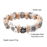 Baroque Pearl Bracelet Rose Charm Beads 6-7mm Pearl Jewelry