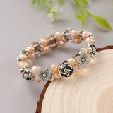 Baroque Pearl Bracelet Rose Charm Beads 6-7mm Pearl Jewelry
