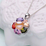 Freshwater Pearl Pendant Necklace 925 Silver for Women Party