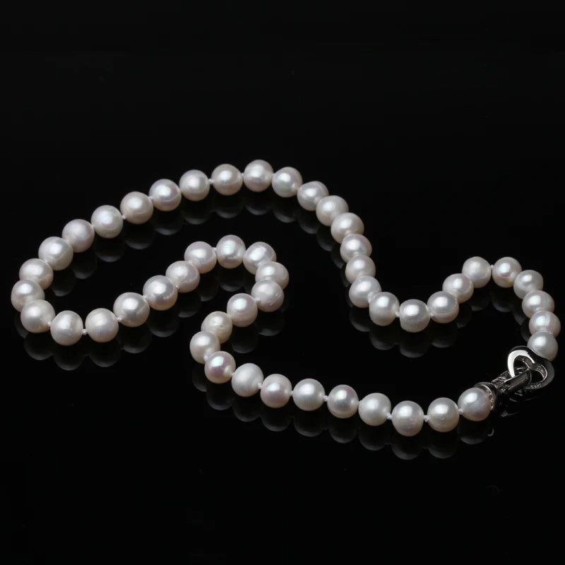 Real Freshwater Pearl Necklace Women, 925 Silver Anniversary Gift