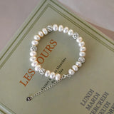 Natural Freshwater Pearl Bracelet Bangles 925 Sterling Silver Jewelry