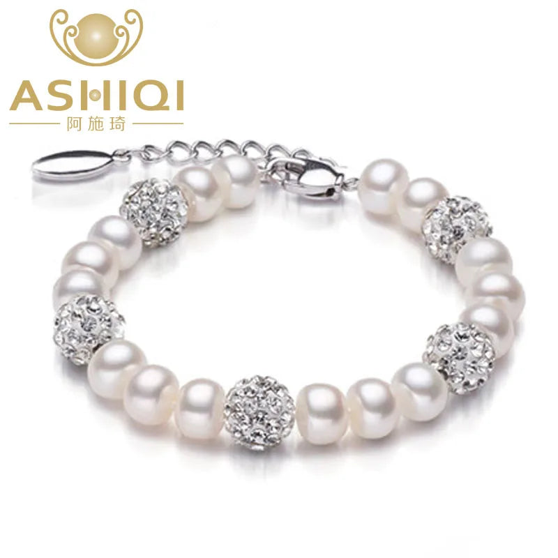 Natural Freshwater Pearl Bracelet Bangles 925 Sterling Silver Jewelry