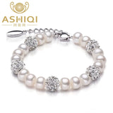 Natural Freshwater Pearl Bracelet Bangles 925 Sterling Silver Jewelry