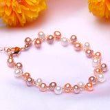 Colorful Freshwater Pearl Bracelet for Women, Layer Charm Bracelet