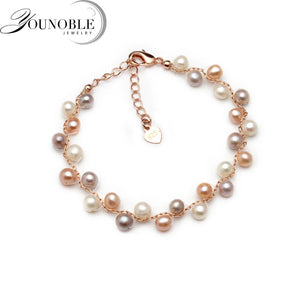 Colorful Freshwater Pearl Bracelet for Women, Layer Charm Bracelet