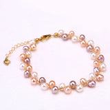 Colorful Freshwater Pearl Bracelet for Women, Layer Charm Bracelet