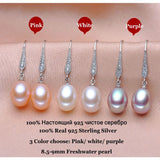 Freshwater Pearl Earrings 925 Sterling Silver Jewelry Women Wedding