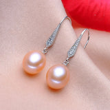 Freshwater Pearl Earrings 925 Sterling Silver Jewelry Women Wedding