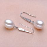 Freshwater Pearl Earrings 925 Sterling Silver Jewelry Women Wedding