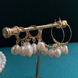 Baroque Pearl Tassel Stainless Steel Hoop Earrings