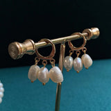 Baroque Pearl Tassel Stainless Steel Hoop Earrings