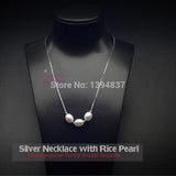 Natural Freshwater Pearl Necklace Women 925 Silver Pendant Wedding Jewelry