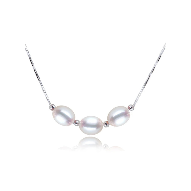 Natural Freshwater Pearl Necklace Women 925 Silver Pendant Wedding Jewelry