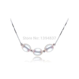 Natural Freshwater Pearl Necklace Women 925 Silver Pendant Wedding Jewelry