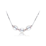 Natural Freshwater Pearl Necklace Women 925 Silver Pendant Wedding Jewelry