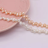 Natural Freshwater Pearl Oval Rice Beads Seven Hole Loose Pearls DIY Jewelry
