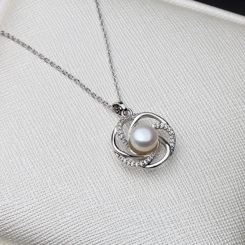 Freshwater Pearl Pendant 925 Sterling Silver Necklace