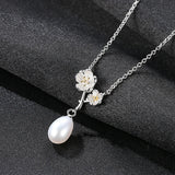 Daisy Pearl Necklace 925 Sterling Silver