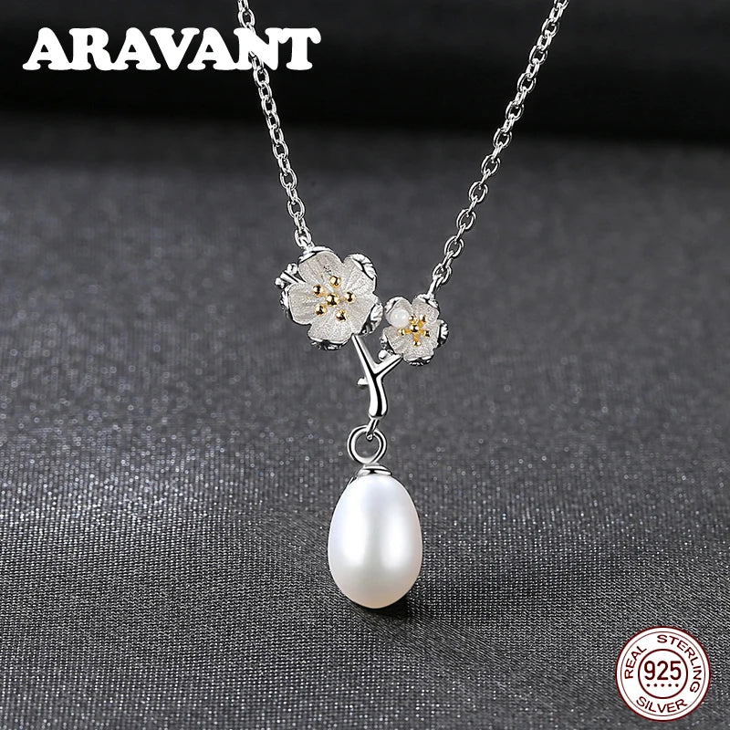 Daisy Pearl Necklace 925 Sterling Silver