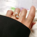 Freshwater Pearl Ring Stainless Steel Open Ring Party Jewelry
