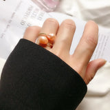 Freshwater Pearl Ring Stainless Steel Open Ring Party Jewelry