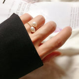 Freshwater Pearl Ring Stainless Steel Open Ring Party Jewelry