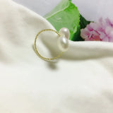 Freshwater Pearl Ring Stainless Steel Open Ring Party Jewelry