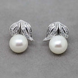 Pearl Stud Earrings 925 Silver Jewelry Bridal Gift Pink