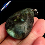 Raw Gray Moonstone Gem Stone Handicraft DIY Crystal Pendant Necklace WS641