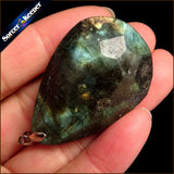 Raw Gray Moonstone Gem Stone Handicraft DIY Crystal Pendant Necklace WS641