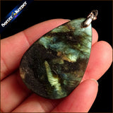 Raw Gray Moonstone Gem Stone Handicraft DIY Crystal Pendant Necklace WS641