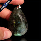 Raw Gray Moonstone Gem Stone Handicraft DIY Crystal Pendant Necklace WS641