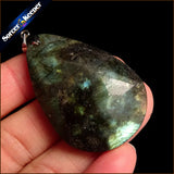 Raw Gray Moonstone Gem Stone Handicraft DIY Crystal Pendant Necklace WS641