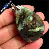 Raw Gray Moonstone Gem Stone Handicraft DIY Crystal Pendant Necklace WS641