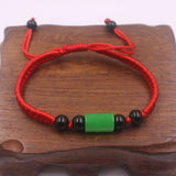 Natural Jade Jadeite Black Agate Lucky Beads Bracelet 6.3''