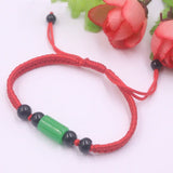 Natural Jade Jadeite Black Agate Lucky Beads Bracelet 6.3''