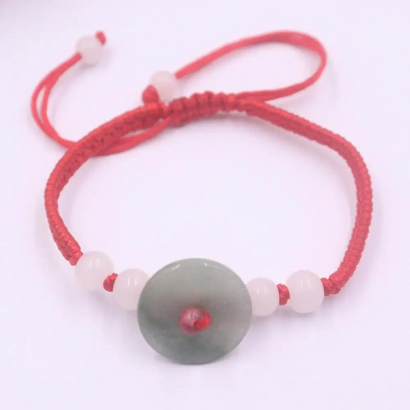 Natural Jade Jadeite Bracelet Lucky Beads Weave Bracelet 6.3''L