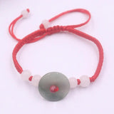 Natural Jade Jadeite Bracelet Lucky Beads Weave Bracelet 6.3''L