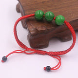 Natural Jade Jadeite Bracelet Three Smooth Green Beads