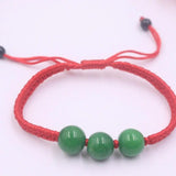 Natural Jade Jadeite Bracelet Three Smooth Green Beads