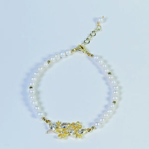 Natural Pearl Bracelet Flower Clover Hand String for Women