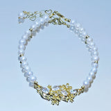 Natural Pearl Bracelet Flower Clover Hand String for Women